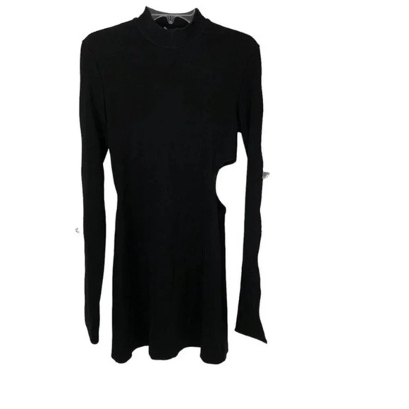 NWT MACH & MACH Crystal Embellished Bow Cut-Out Mini Dress Black Knit Size 10 - Picture 9 of 16